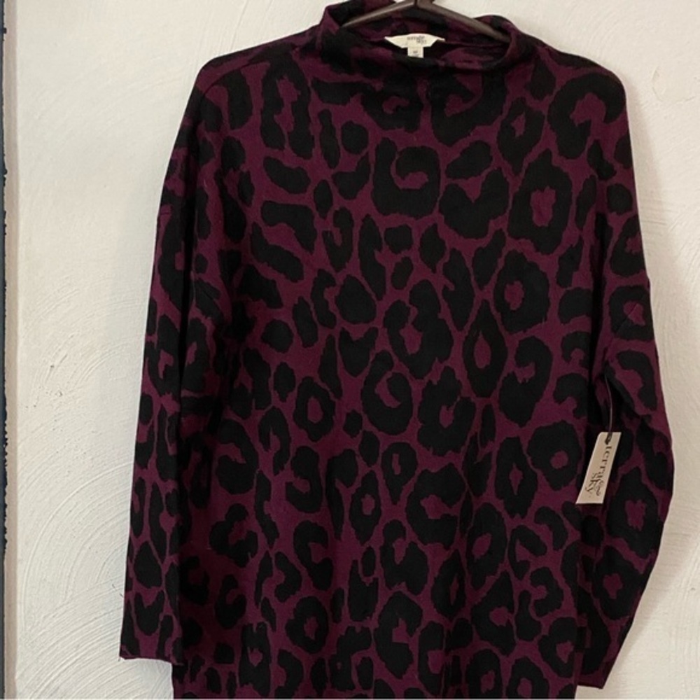 Terra & Sky Red and Black Mock Neck Sweater Dress Size 14W Prairie Stretch